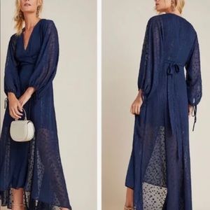 Anthropology Hutch Leigh Blue Wrap Maxi Dress.